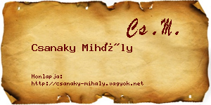 Csanaky Mihály névjegykártya