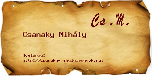 Csanaky Mihály névjegykártya